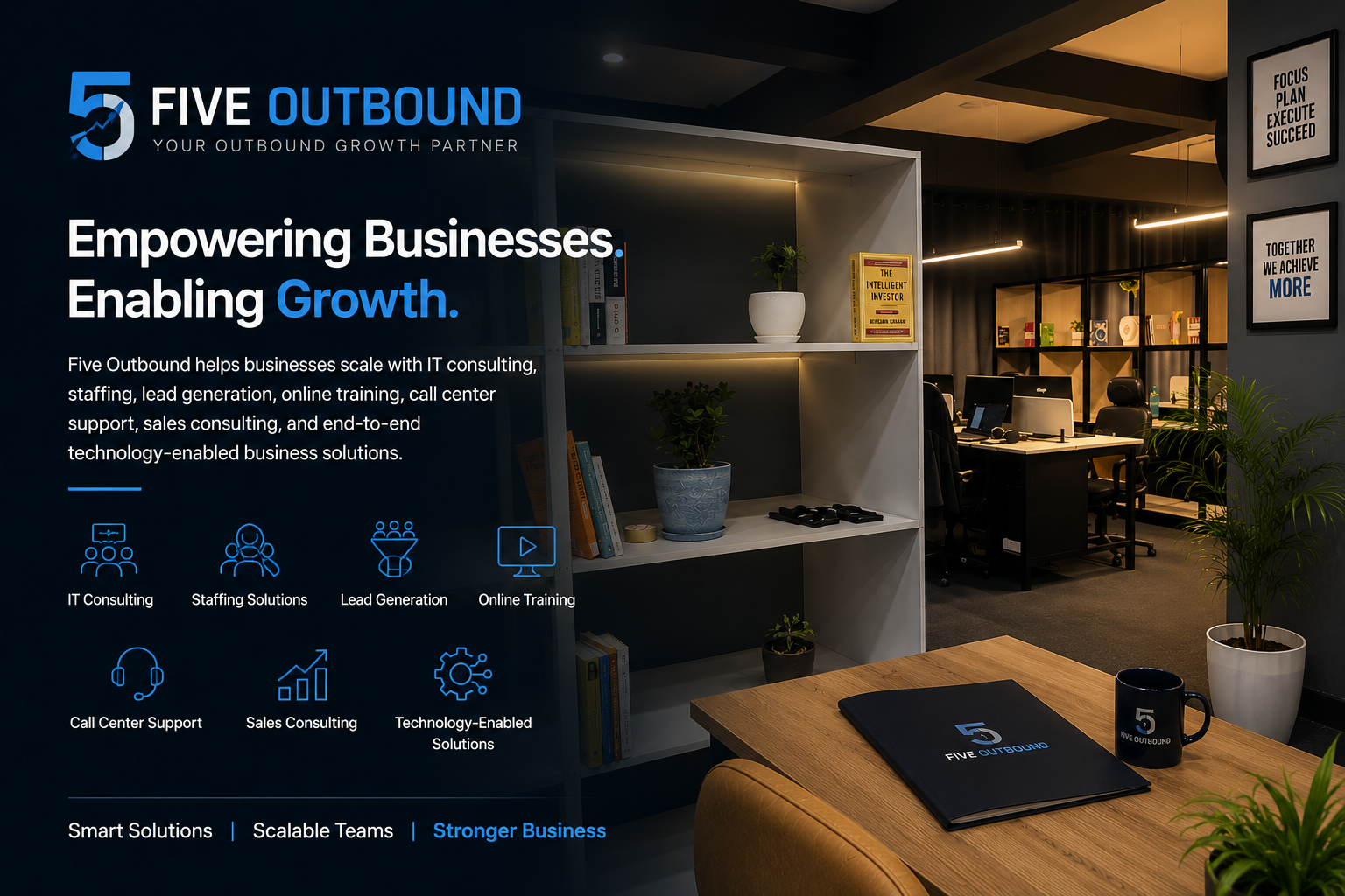 Five Outbound technology and business growth visual